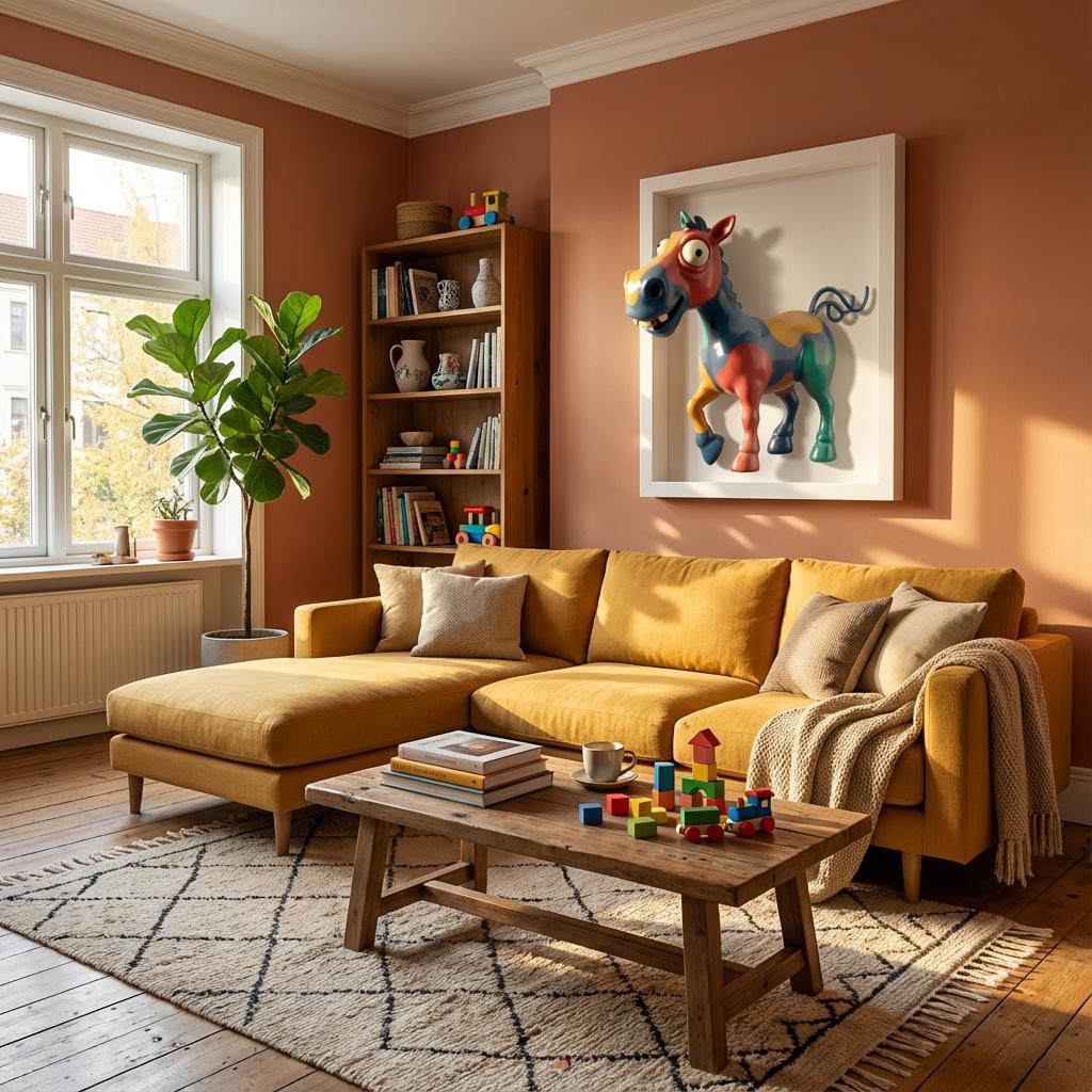 Buntes Pferd – Fröhliche 3D-Kunstskulptur - 3D Memories