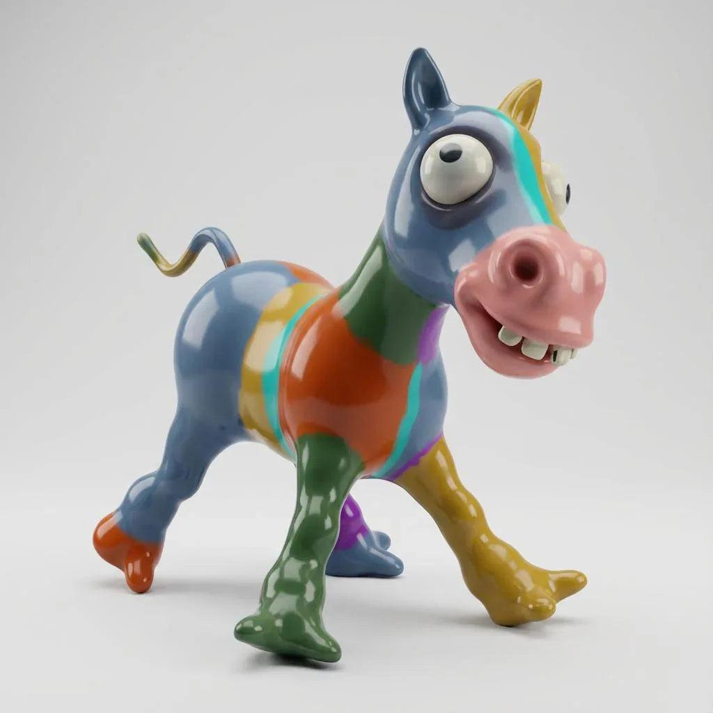 Lustiges Farbenspielpferd – Ihr einzigartiges 3D-Kunstobjekt - 3D Memories
