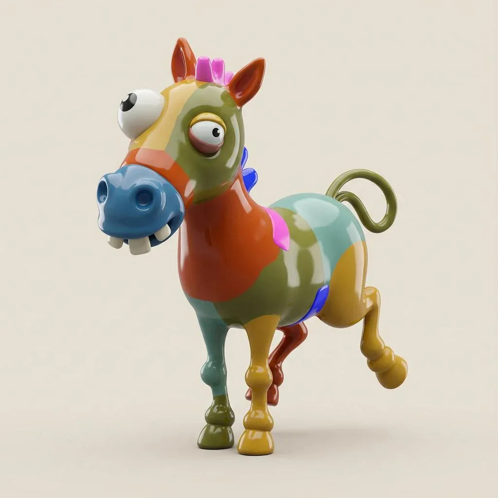 Lustiges Patchwork-Pferd – Dein bunter Begleiter als 3D-Kunstobjekt - 3D Memories