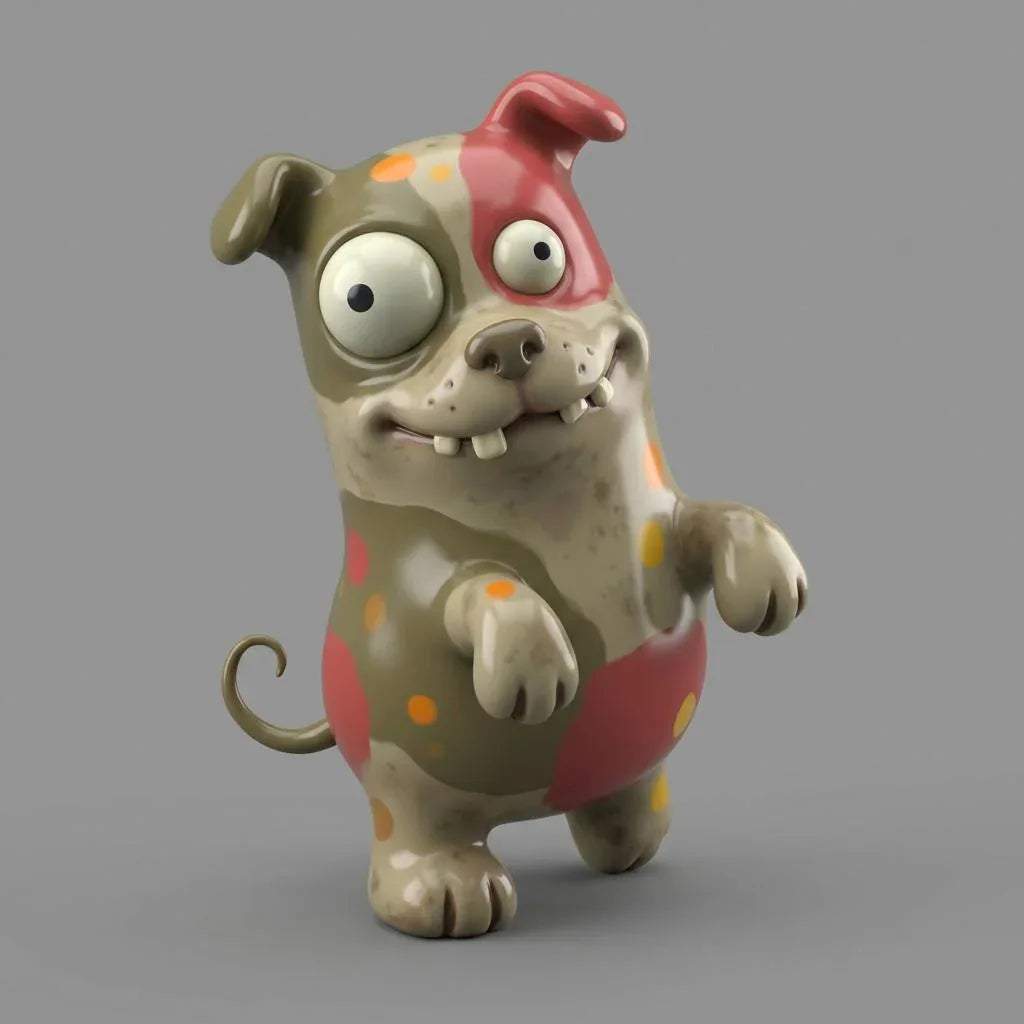 Buntiger Hund 'Frodo' – Ihr fröhlicher 3D-Begleiter - 3D Memories